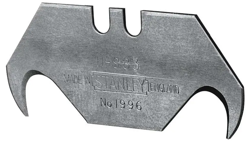 STANLEY 0-11-983 Hakenklinge, silberfarben, schräge Ansicht auf weißem Hintergrund.