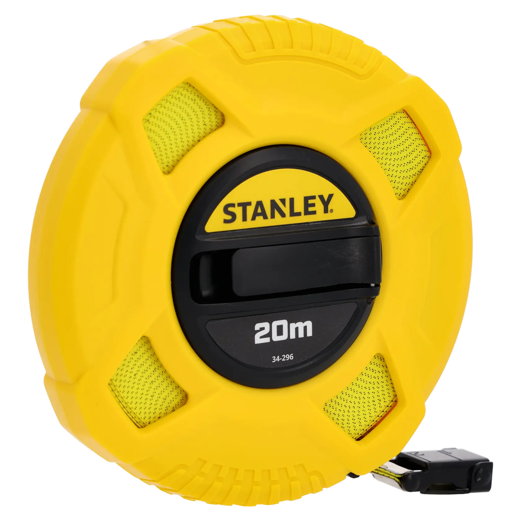 STANLEY 0-34-296 Maßband, 20m, gelbes Gehäuse, Vorderansicht, Produktfoto vor weißem Hintergrund.