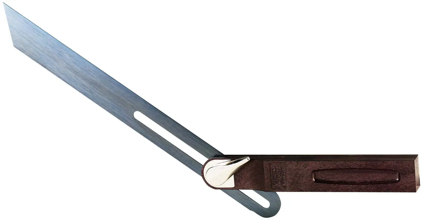 STANLEY 0-46-535 verstellbarer Winkelschieber mit Holzgriff und Stahlklinge, Seitenansicht auf weißem Hintergrund.