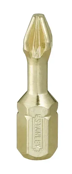 STANLEY 1-13-635 gold finish Phillips screwdriver bit, shown upright on white background.