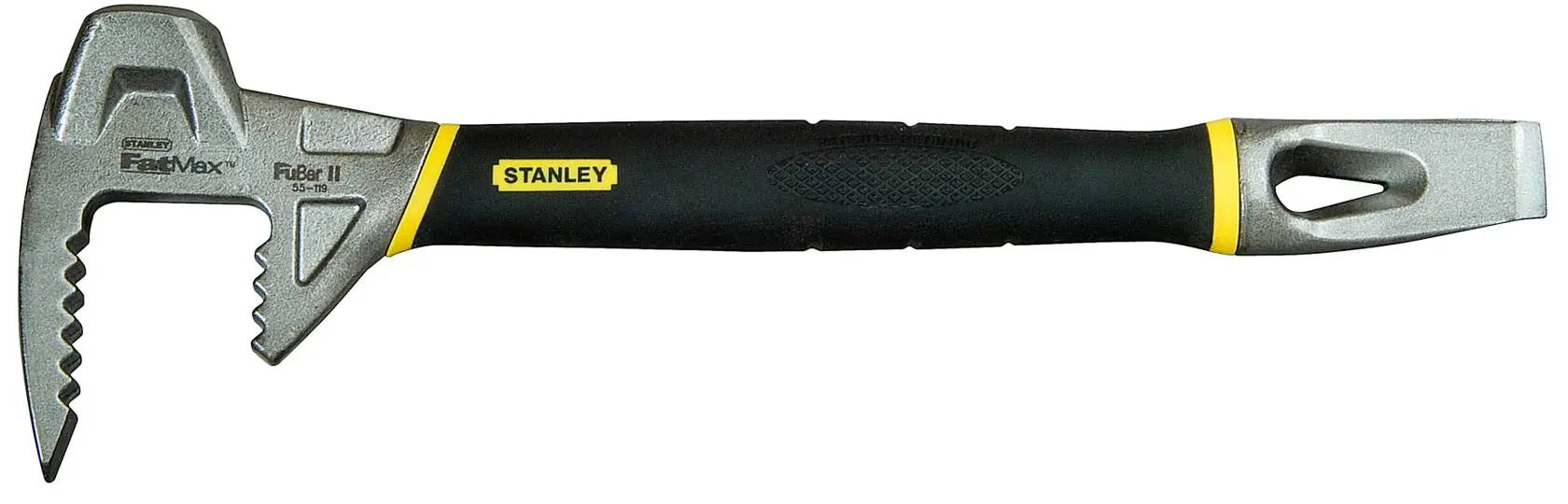 Stanley Fubar II demolition tool with jagged head and black handle, designed for heavy-duty construction tasks.