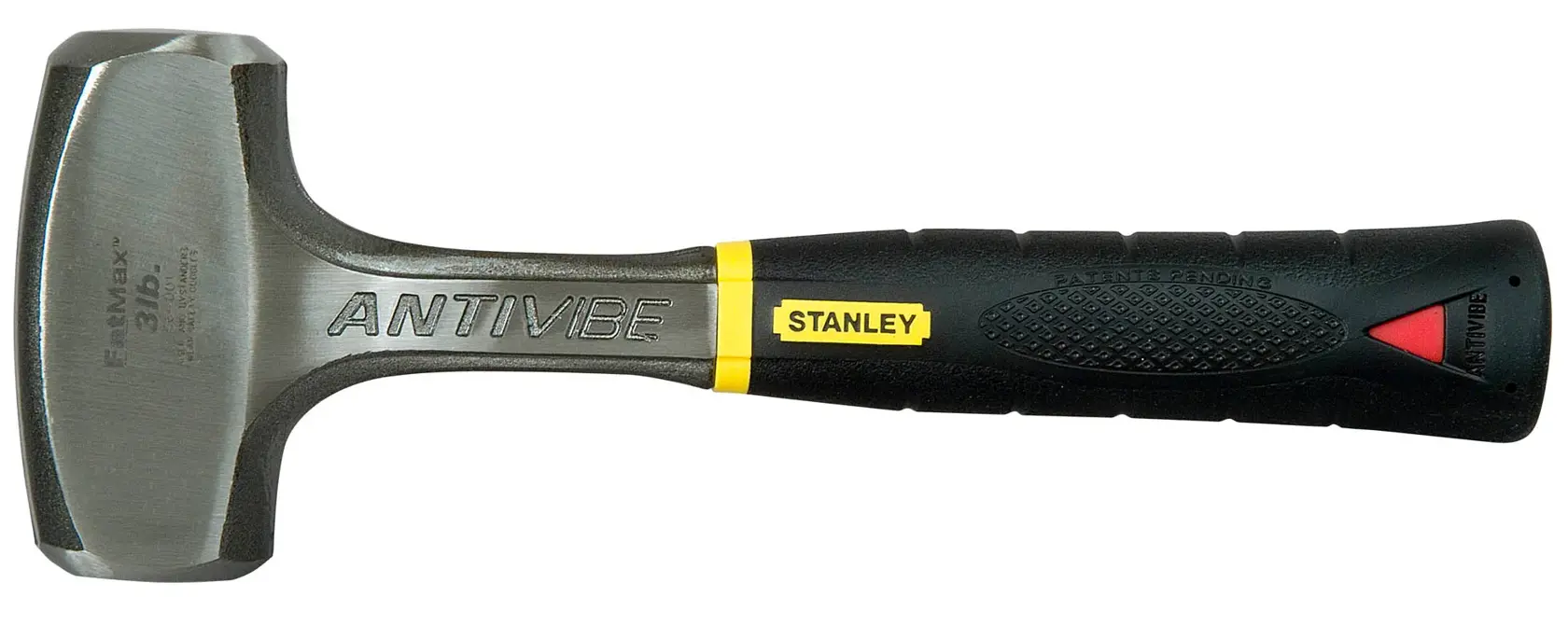 Stanley Antivibe hammer with a black ergonomic handle and steel head, designed to reduce vibrations.