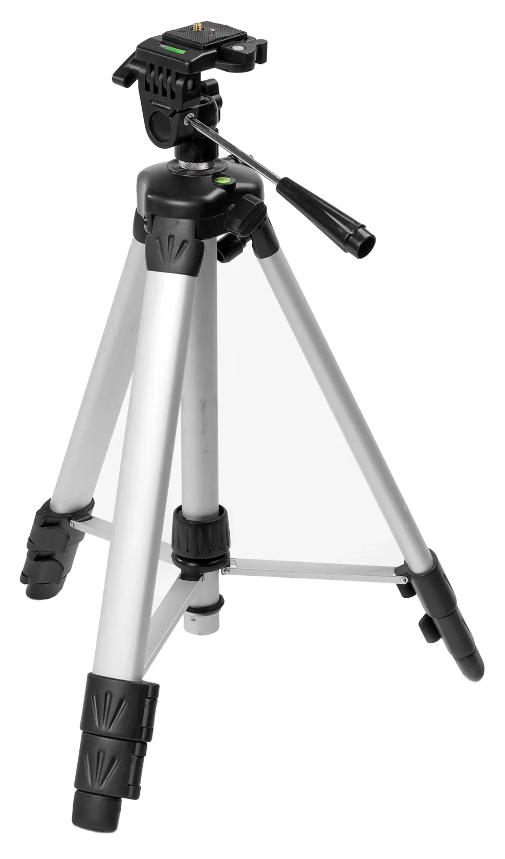 STANLEY 1-77-201 Fotostativ, silber mit schwarzen Akzenten, Frontansicht auf weißem Hintergrund.