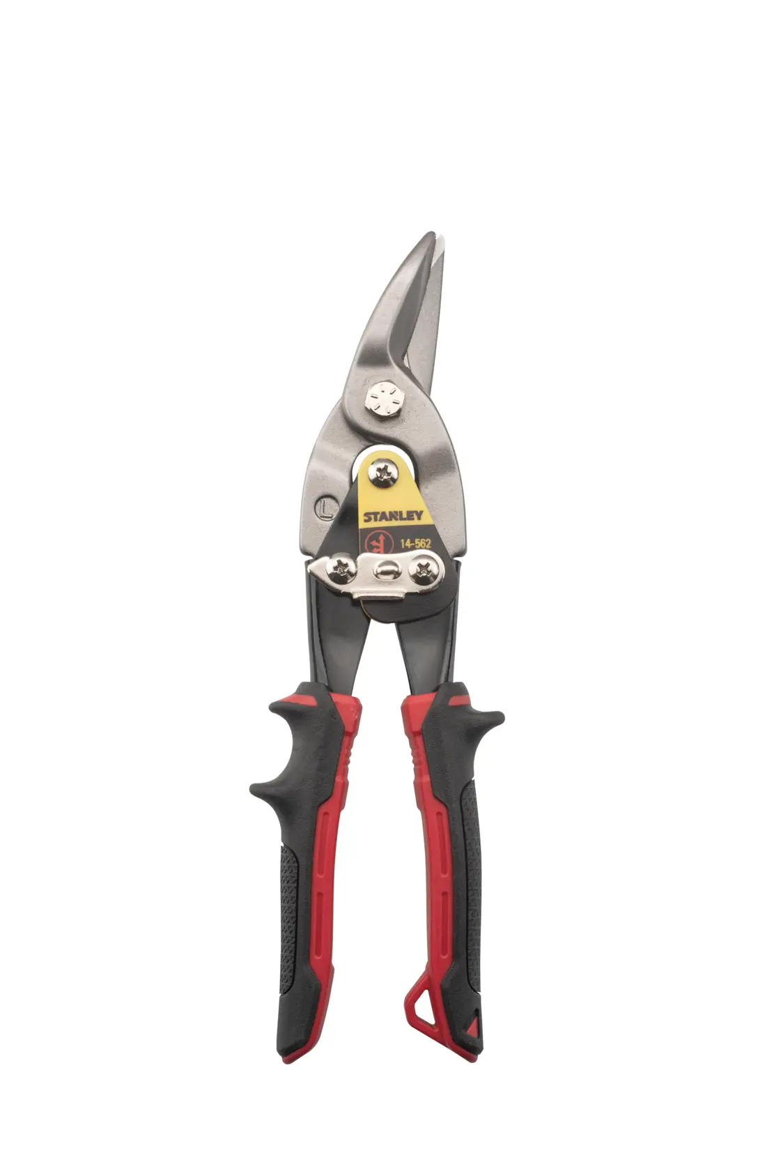 Stanley FatMax Blechschere mit roten und schwarzen Griffen, zum Schneiden von Metallblechen.