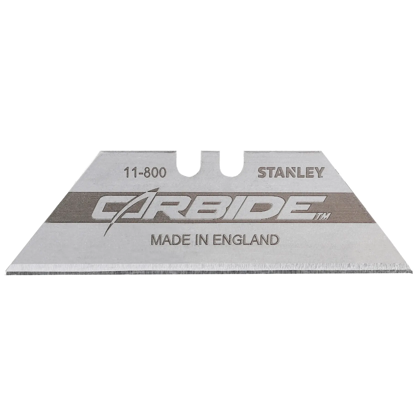 STANLEY 8-11-800 Universalmesser-Klinge, silberfarben, frontale Aufnahme auf weißem Hintergrund.
