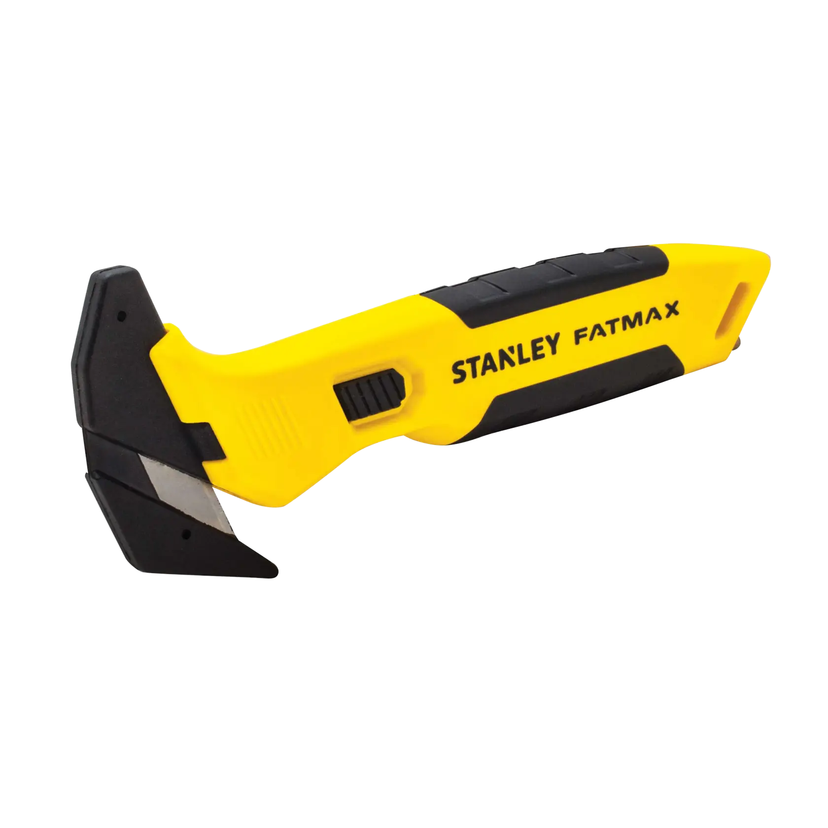 STANLEY FMHT10358-0 yellow and black utility knife, side angle, ergonomic handle, visible blade, photography.