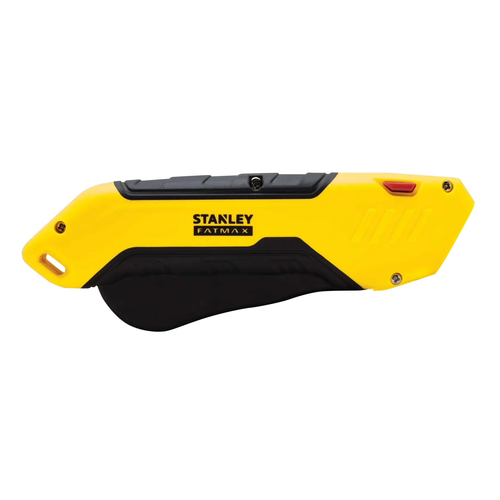 STANLEY FMHT10369-0 utility knife, yellow and black, left side angle on white background.