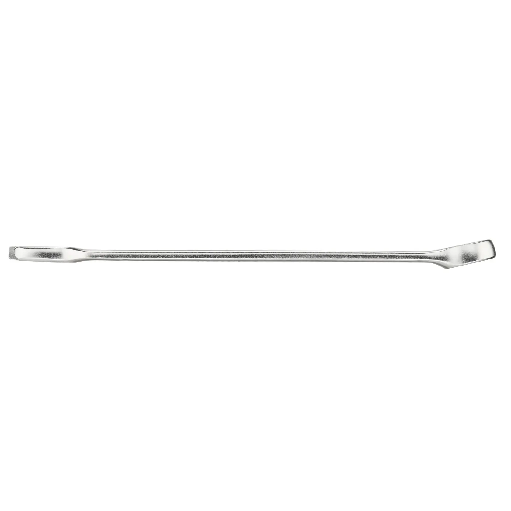 STANLEY FMMT13035-0 flat silver pry bar, photography, top view on white background.