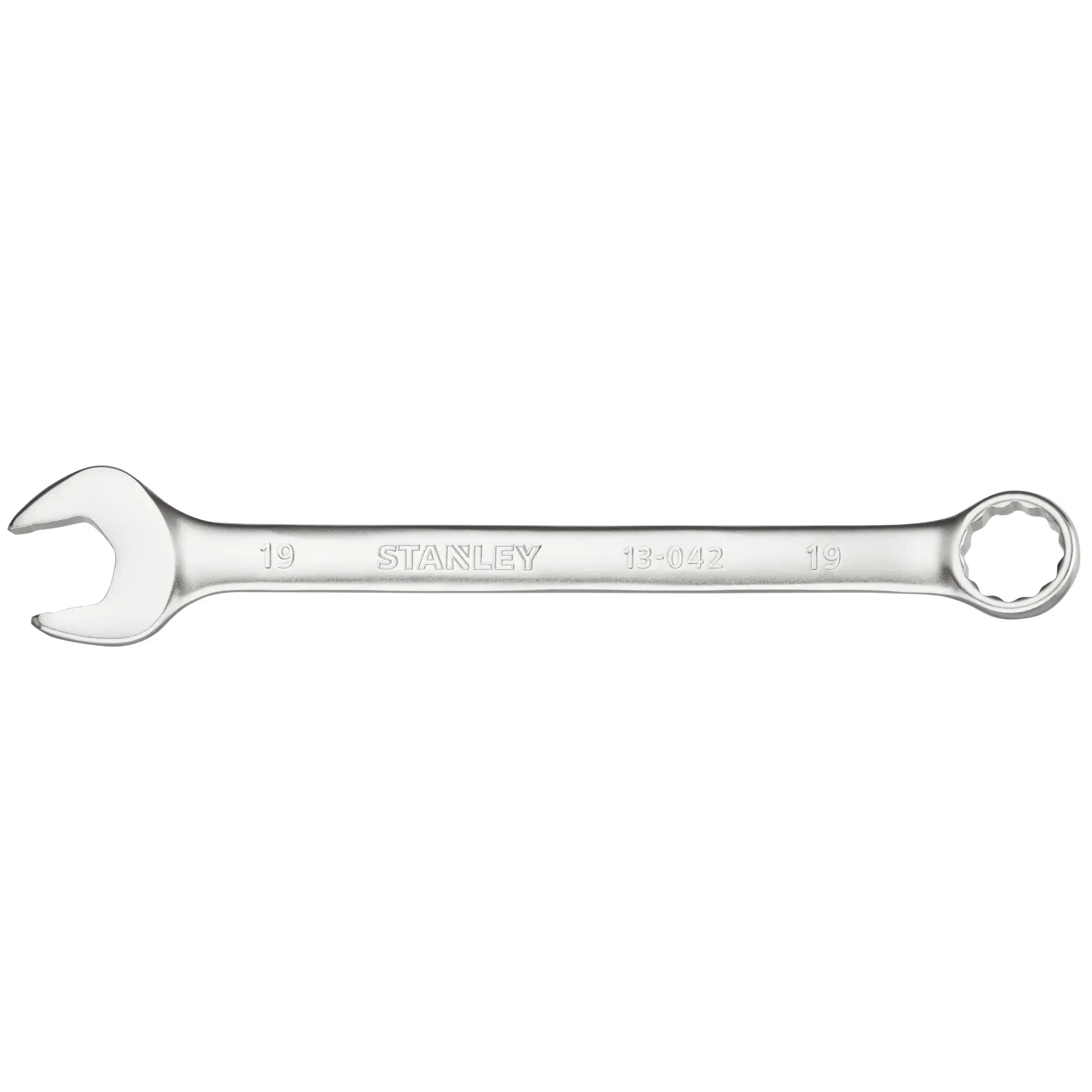 STANLEY FMMT13042-0 combination wrench, silver finish, photography, top view on white background.