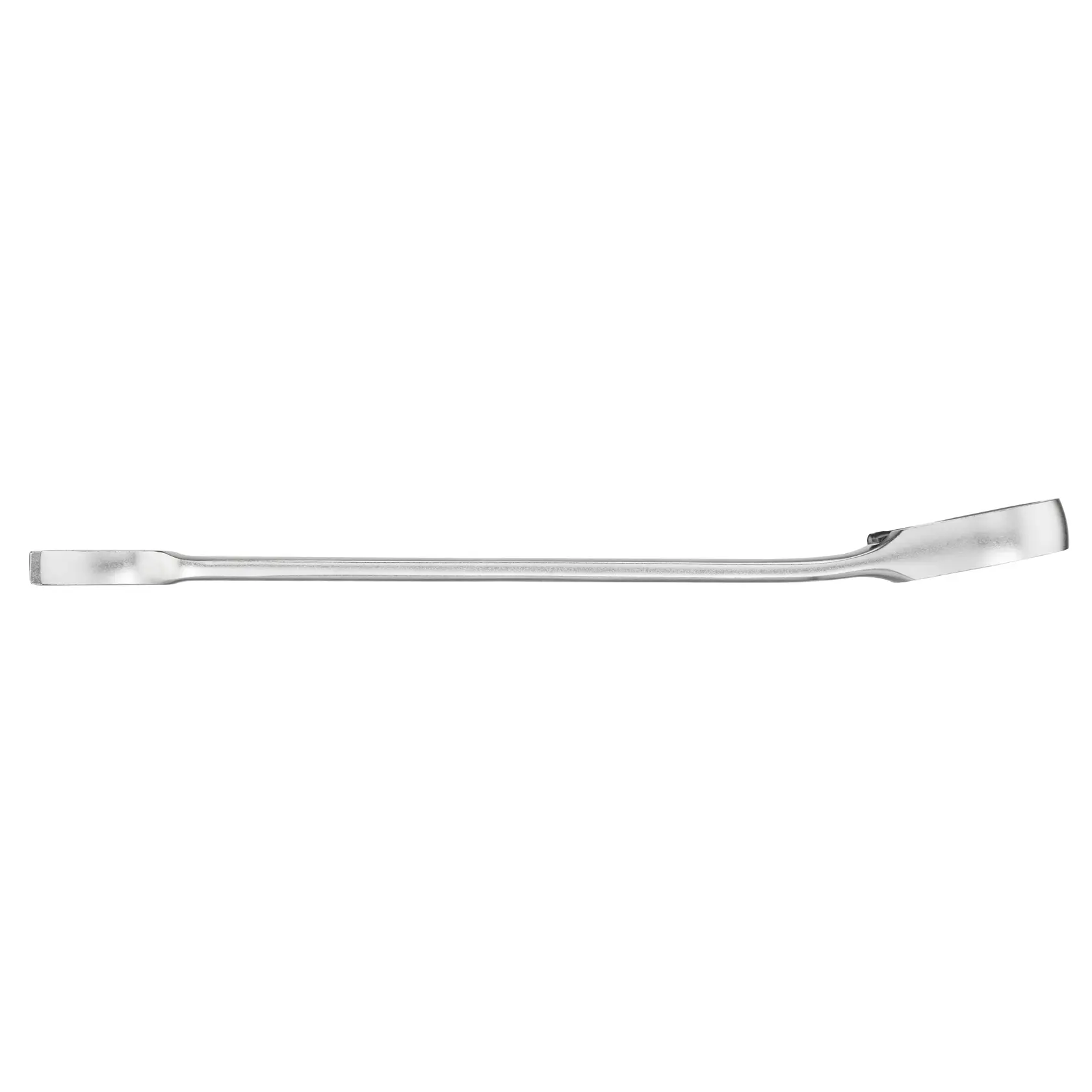 STANLEY FMMT13086-0 polished steel pry bar, side view, tool category, white background.