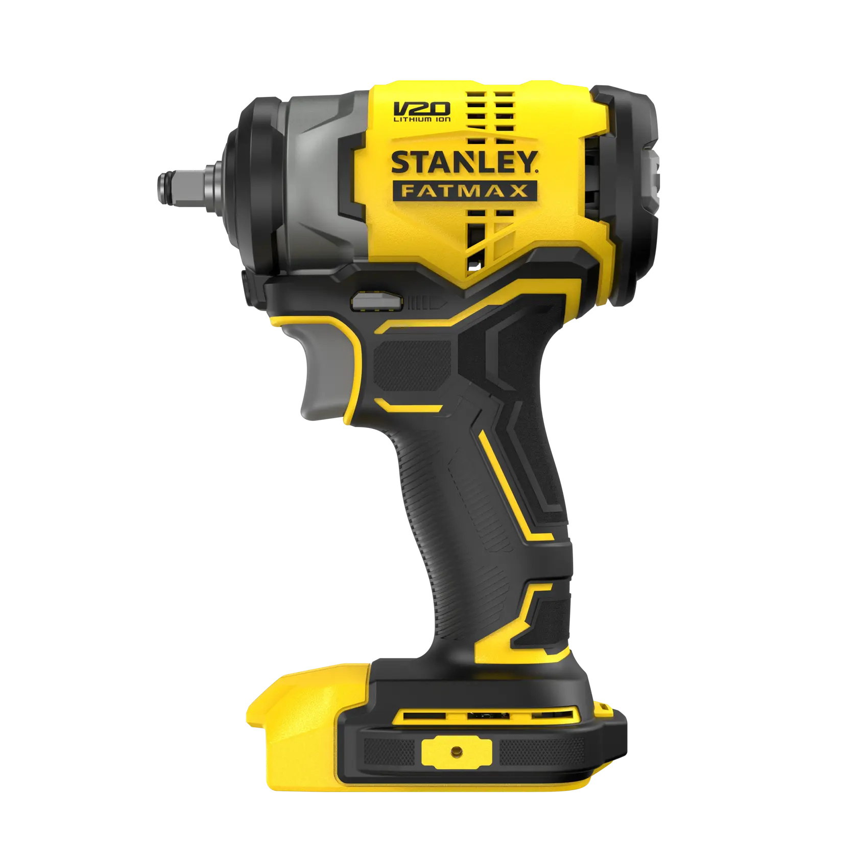 STANLEY SFMCF910B avvitatore a impulsi, giallo e nero, vista laterale, utensile senza fili.