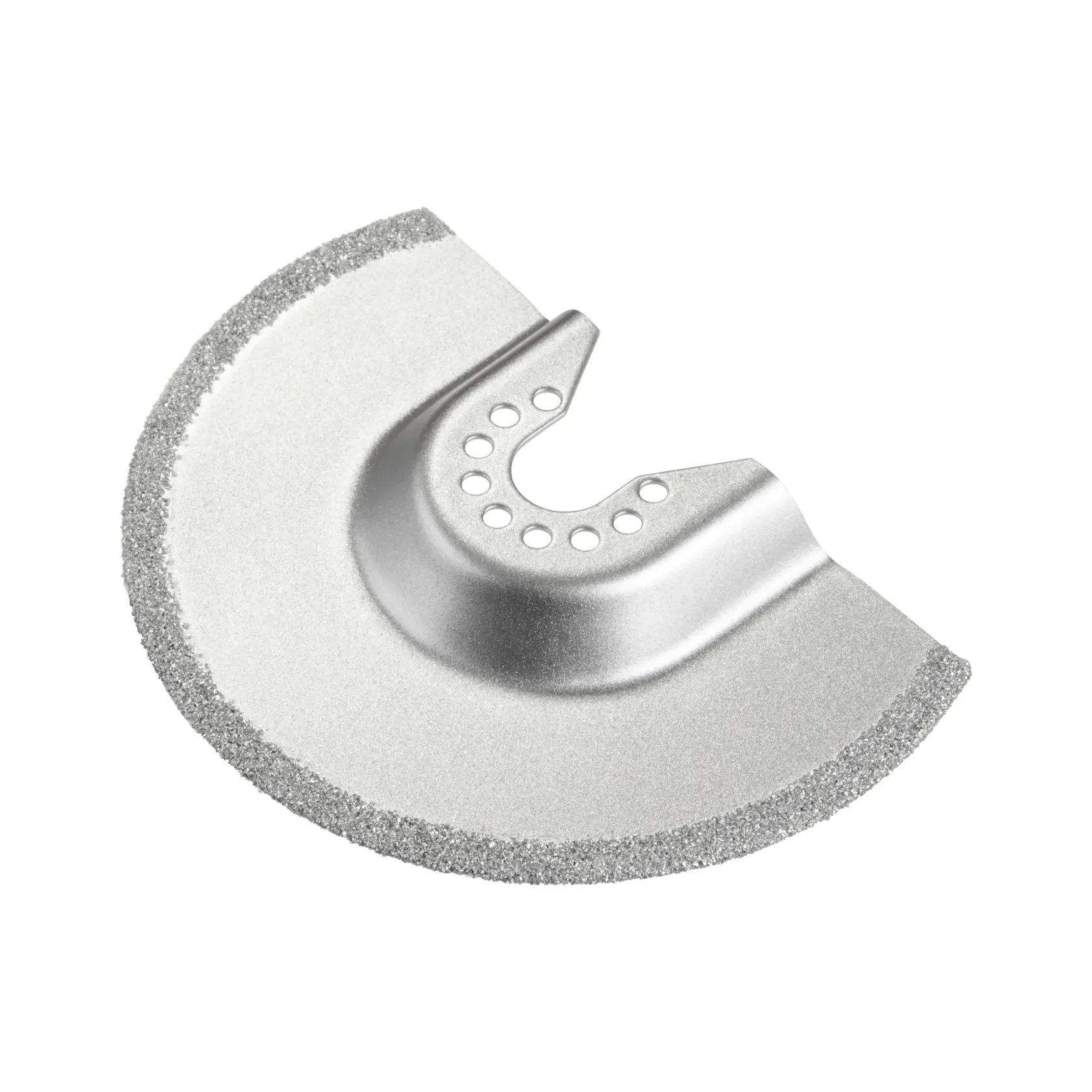 Photo of STANLEY STA26125 oscillating multi tool carbide grit semicircular blade on white background.