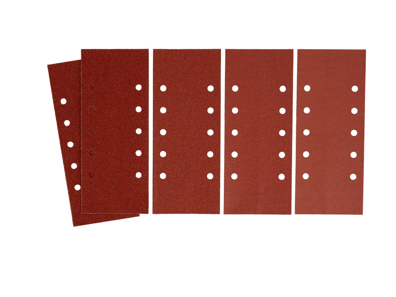 STANLEY STA31086 rectangular sandpaper sheets with holes, photography, front angle, product category: sandpaper.