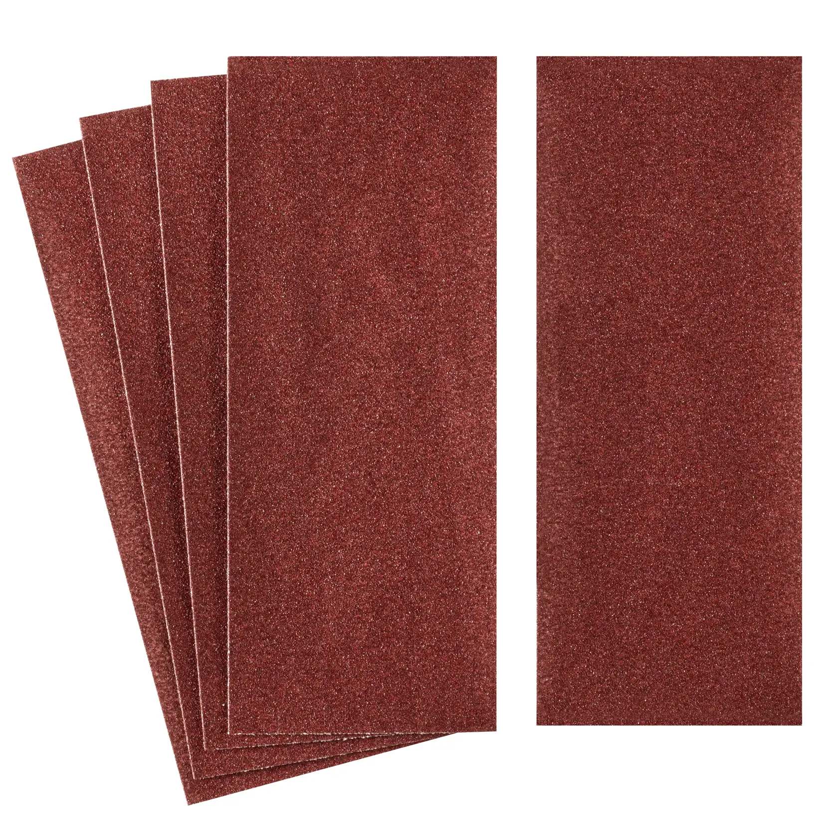 STANLEY STA31101 pack of rectangular brown sandpaper sheets, photography on white background.