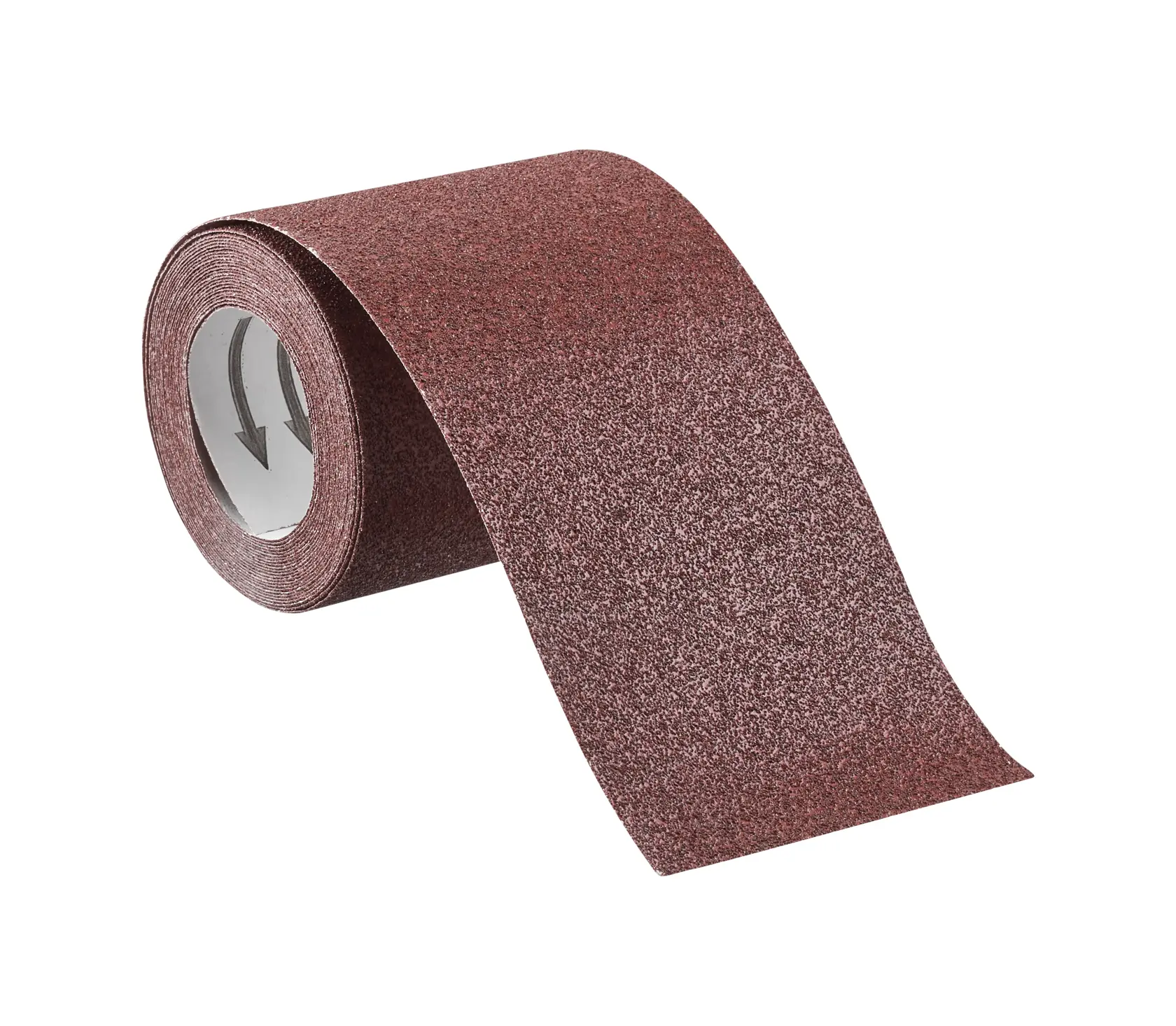 STANLEY STA31406 sandpaper roll, brown, abrasive surface, product photography, angled view on white background.