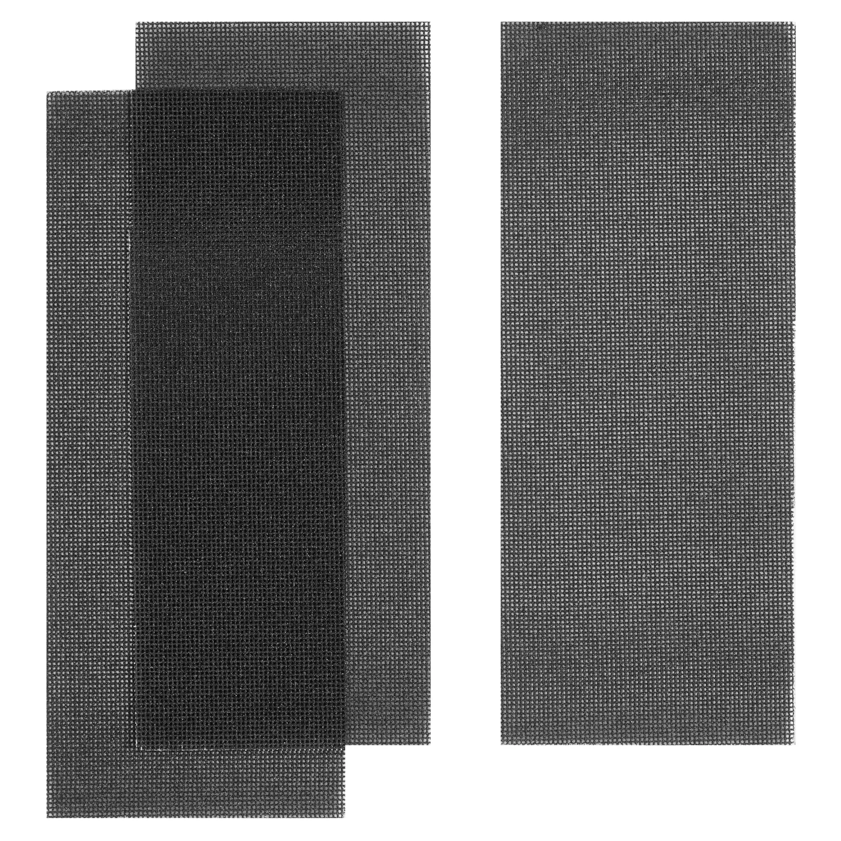 STANLEY STA39002 abrasive mesh sanding sheets set, black, shown from above on white background.