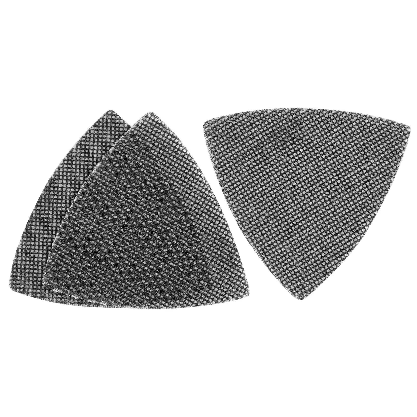 STANLEY STA39187 triangular mesh sanding sheets set, black, photography on white background.