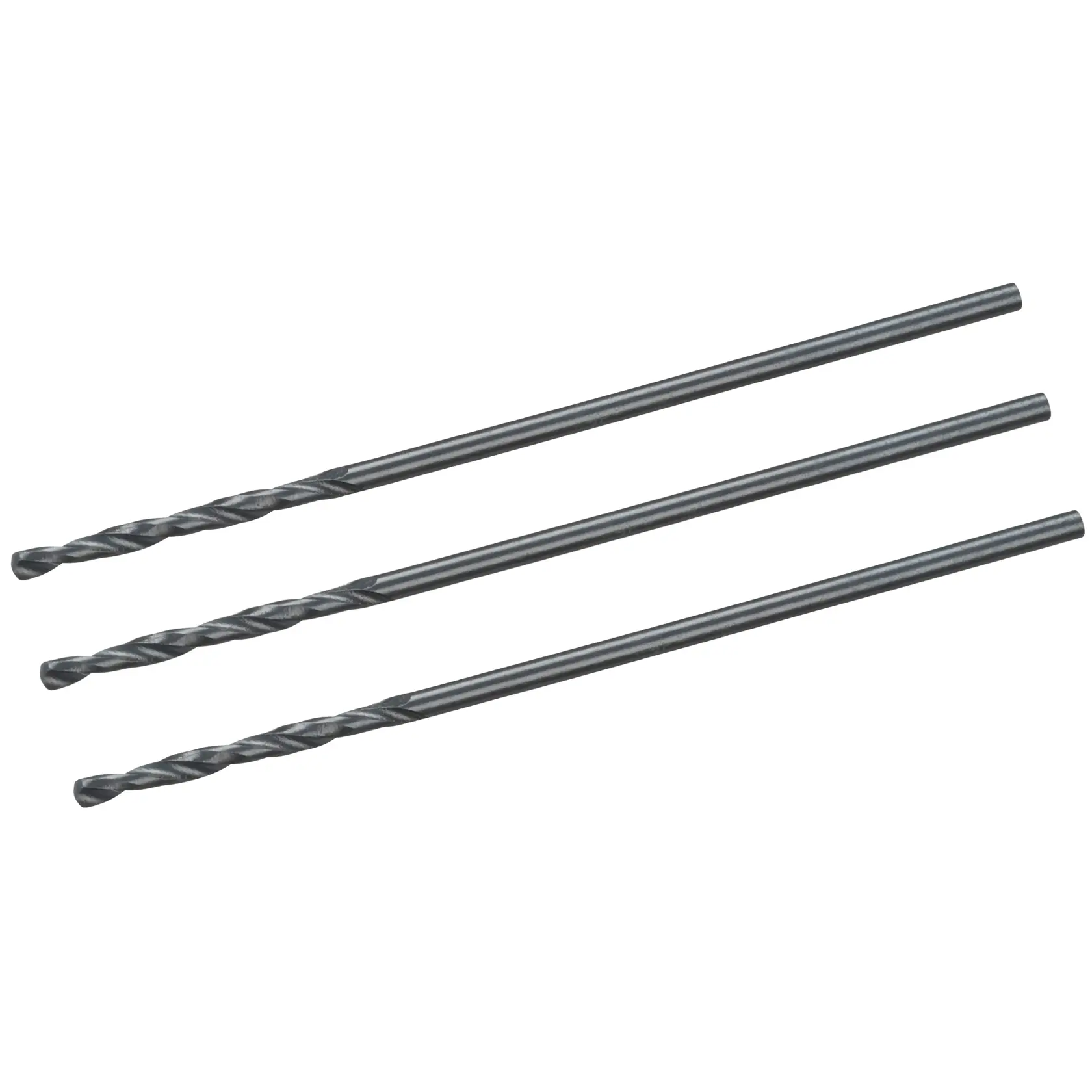 STANLEY STA50000 photography of three metal drill bits, side angle, on white background.