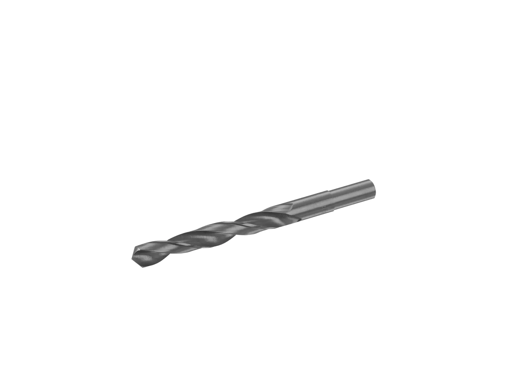 Photo of STANLEY STA50155 metal twist drill bit, side angle, silver finish, product photography.