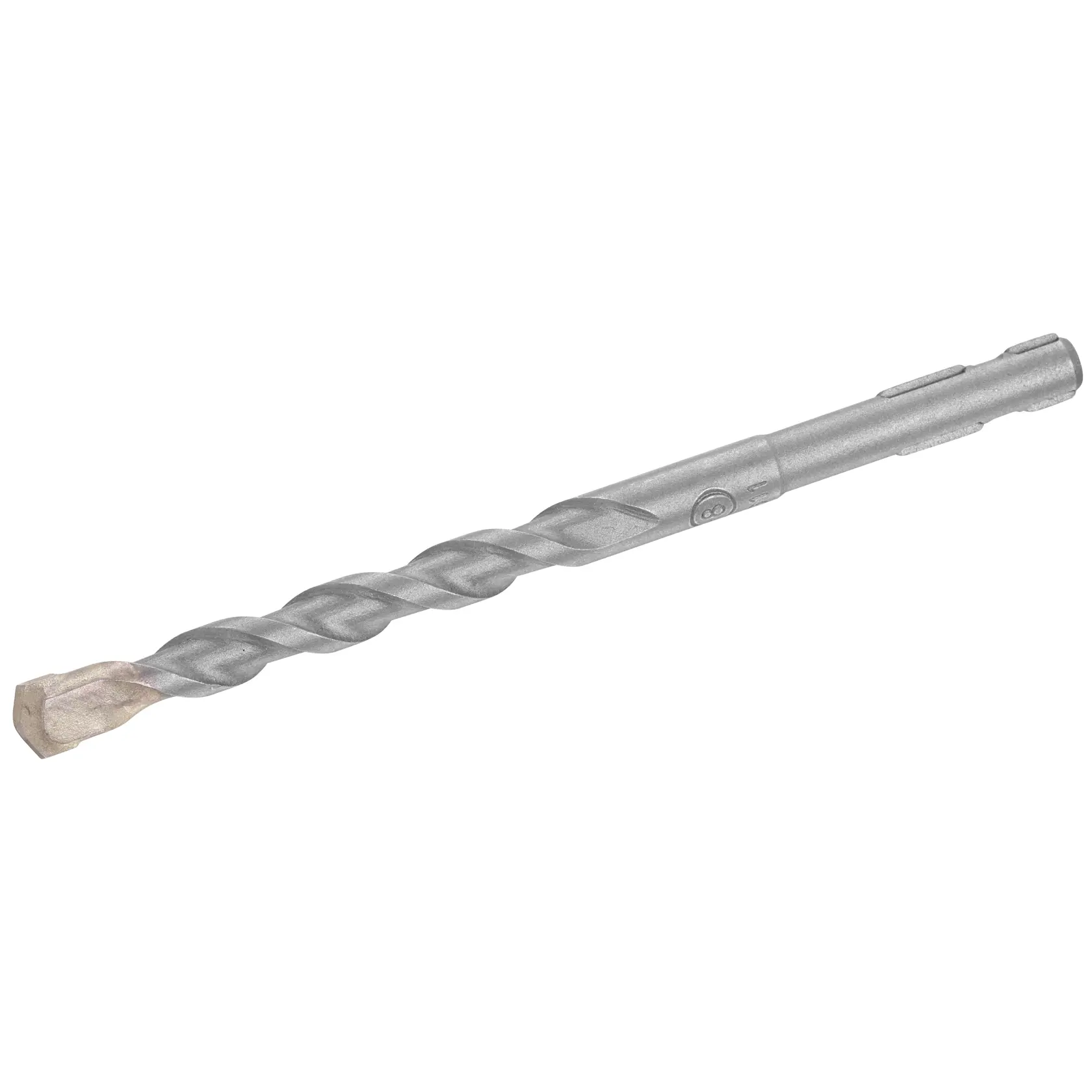 STANLEY STA50265-XJ masonry drill bit, silver, side angle on white background.