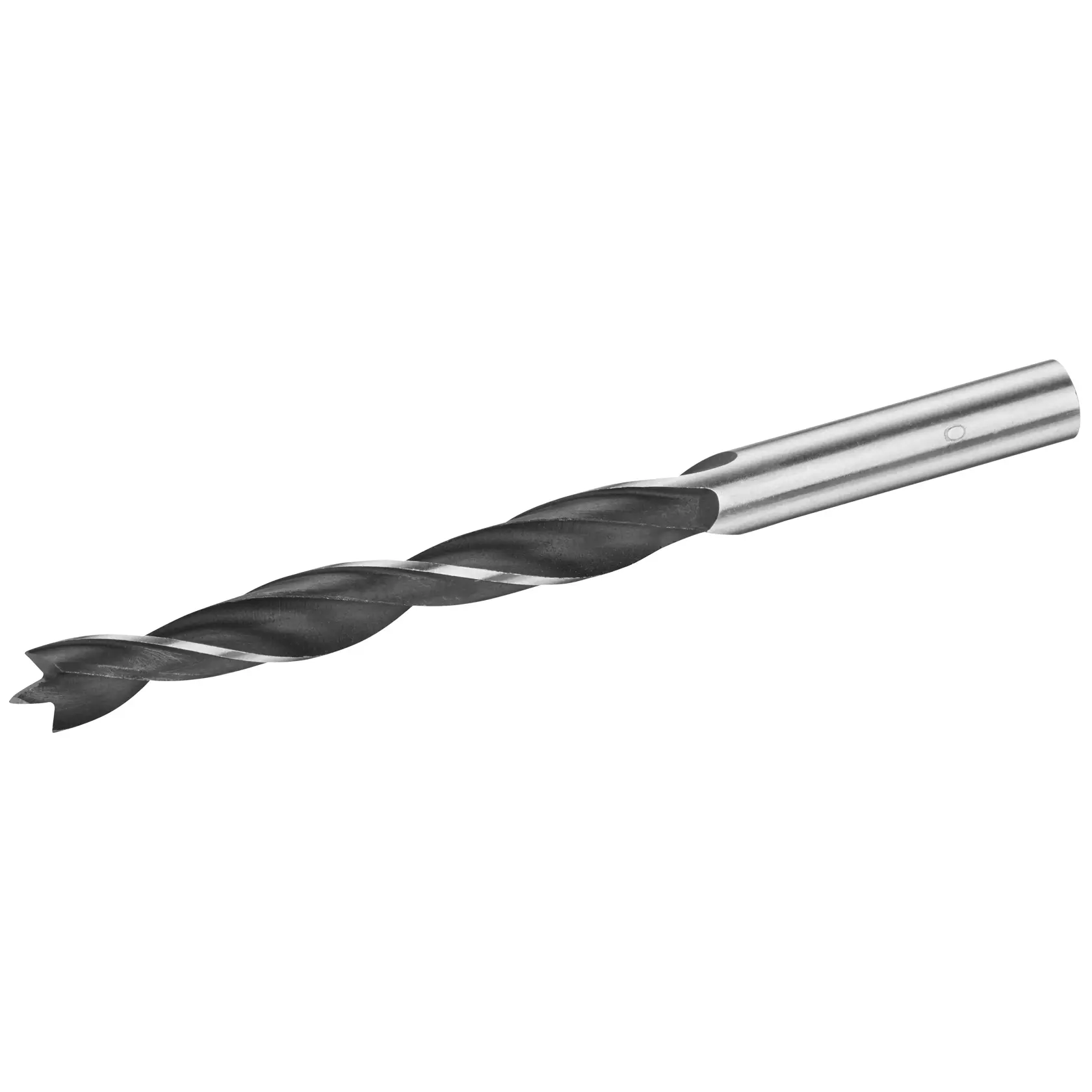 STANLEY STA52036 wood drill bit, black and silver, side angle on white background.