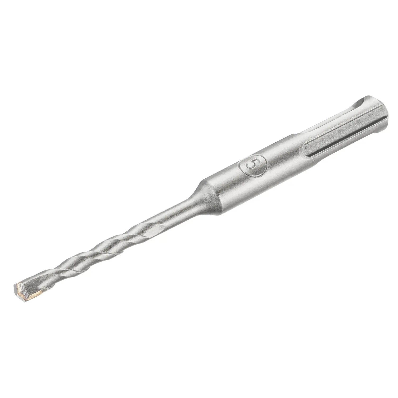 STANLEY STA54002 metal SDS drill bit, side angle, silver finish, photography against white background.