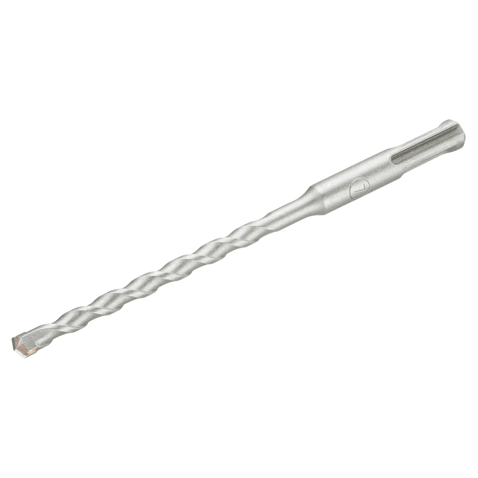 STANLEY STA54152 silver SDS-Plus masonry drill bit, side angle, spiral flute design.