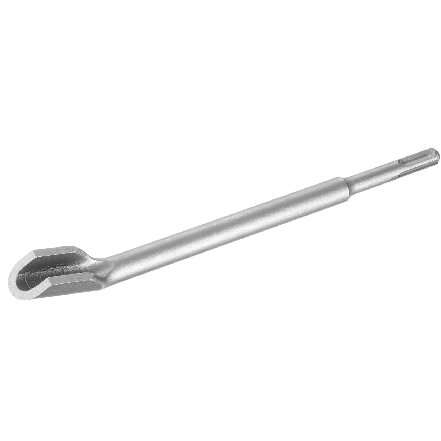 STANLEY STA54417 silver hollow chisel, angled view on white background, chisel accessory for power tools.