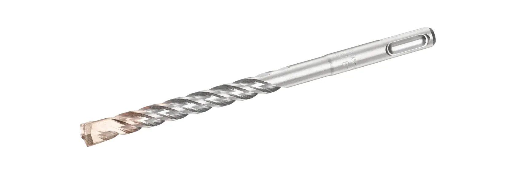 STANLEY STA54530 masonry drill bit, silver with copper tip, side angle on white background.