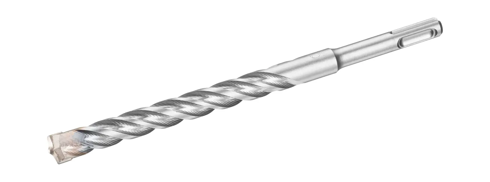 STANLEY STA54544 masonry drill bit, silver, side angle photography on white background.