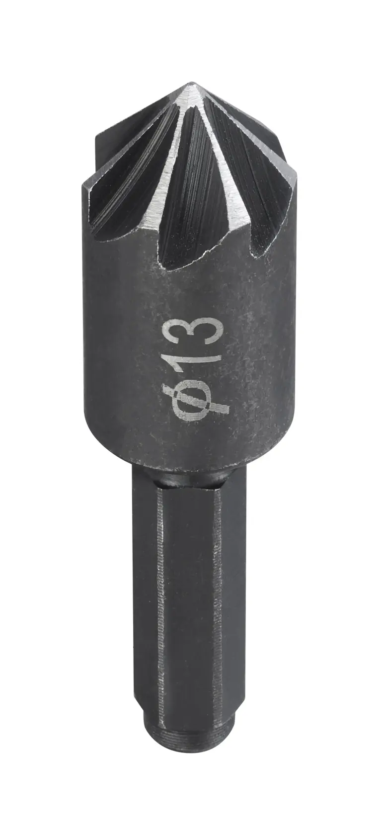 STANLEY STA61501 countersink drill bit, black metal, straight-on angle, engraved with Ø13 marking.