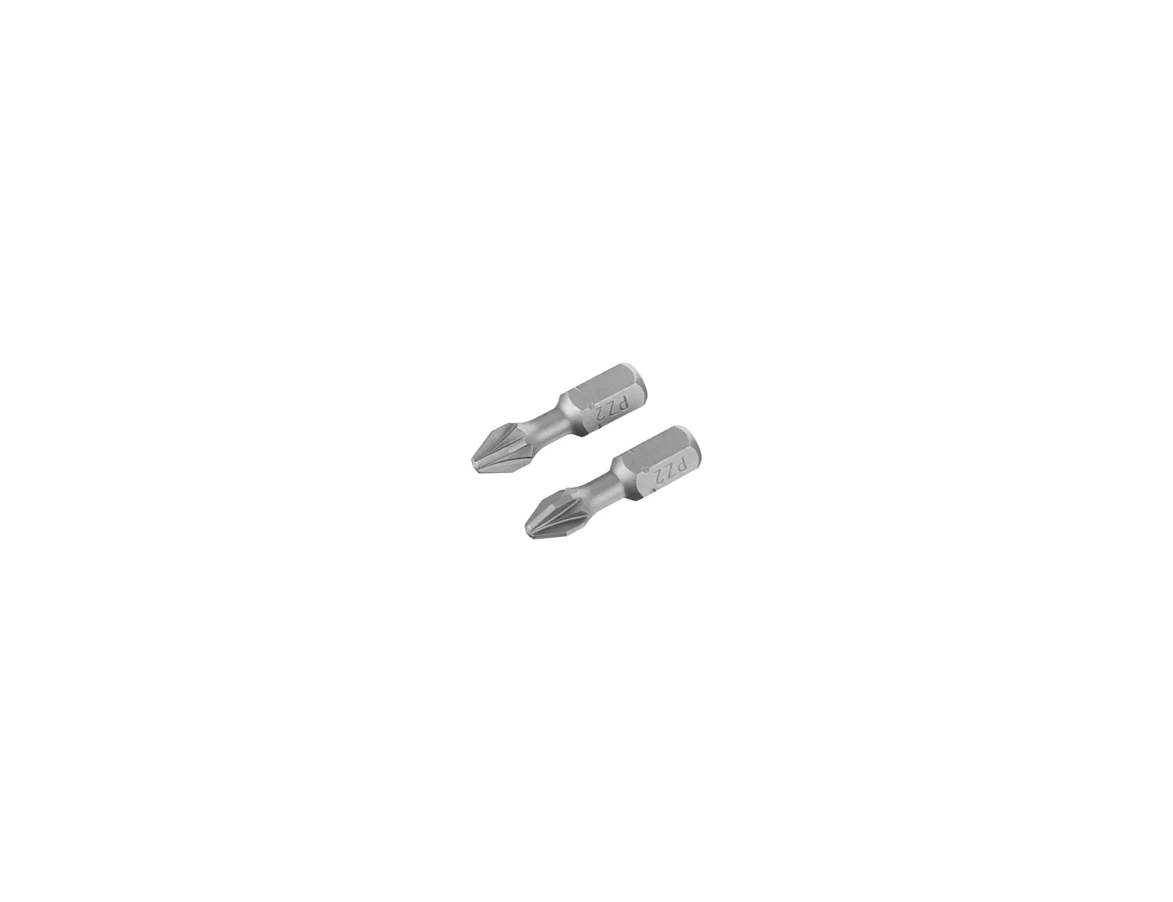 STANLEY STA62041 screwdriver bits set, silver, two pieces, shown on white background, front angle.