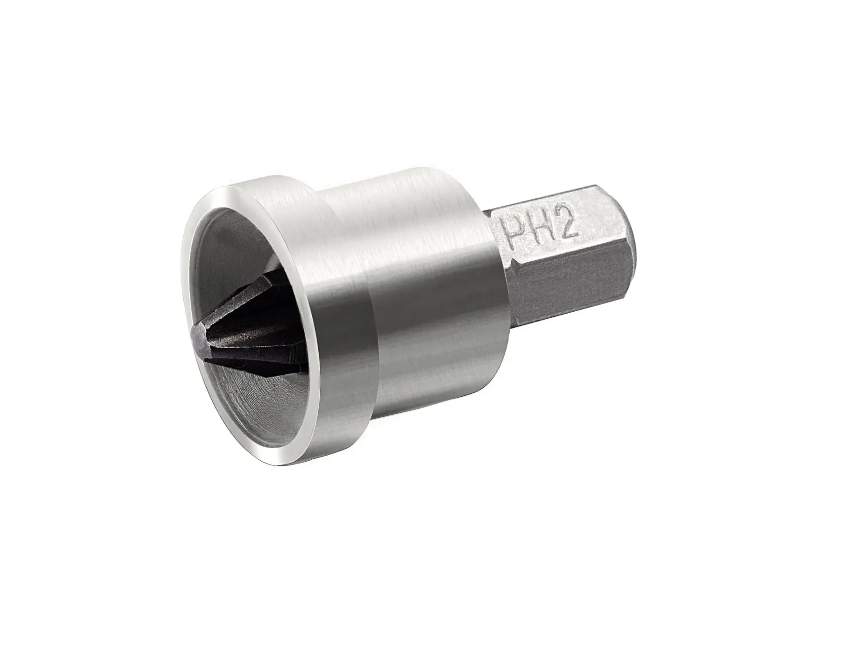 STANLEY STHT0-16137 Schrauberbit mit Metallkragen, Nahaufnahme vor weißem Hintergrund.