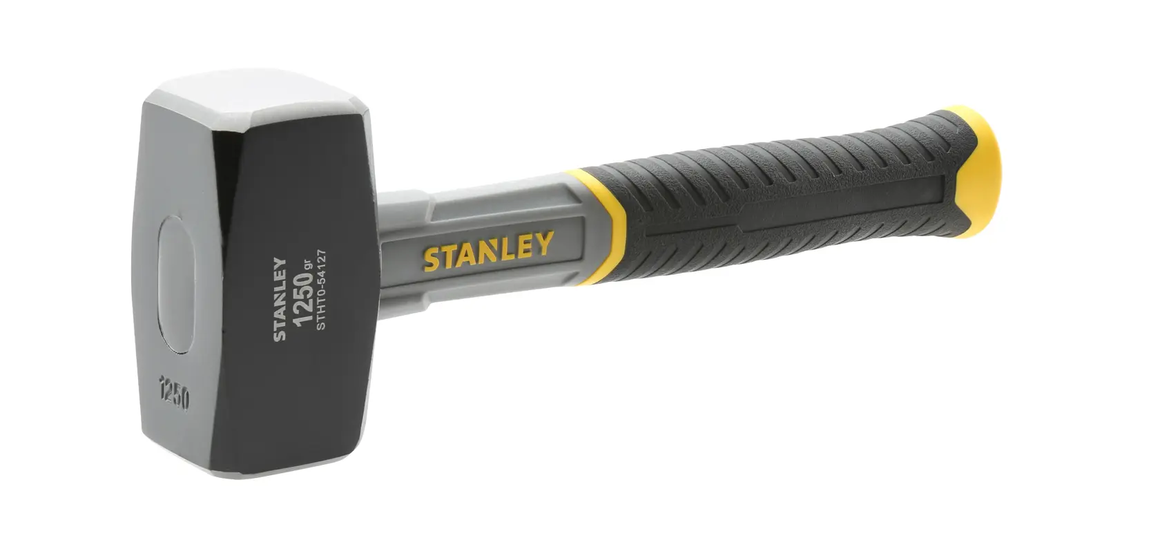 Stanley club hammer with a black and yellow handle, designed for heavy-duty striking tasks.