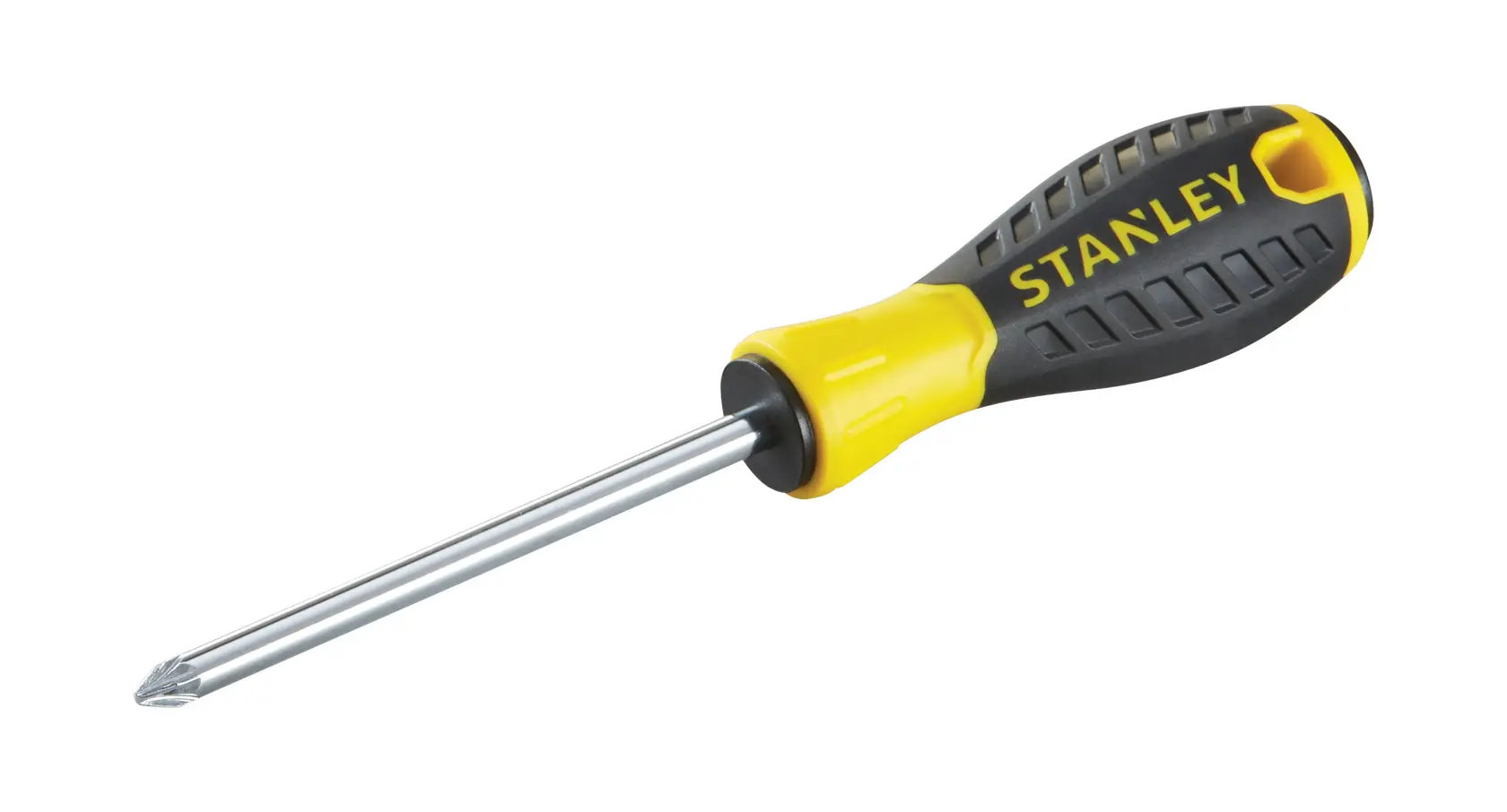 Stanley Phillips screwdriver with black and yellow handle and metal shaft.