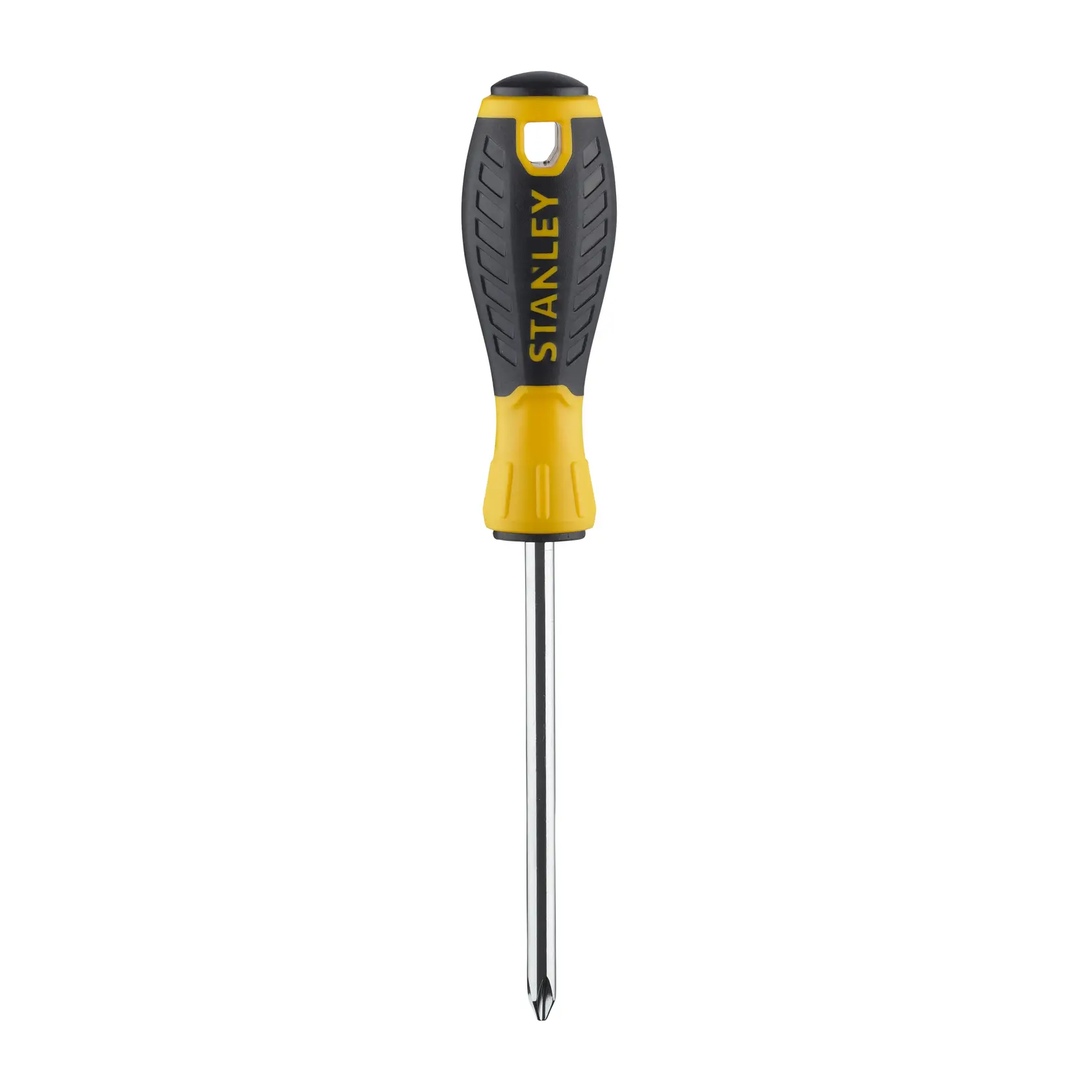 STANLEY STHT0-60335 yellow and black Phillips screwdriver, front angle on white background.