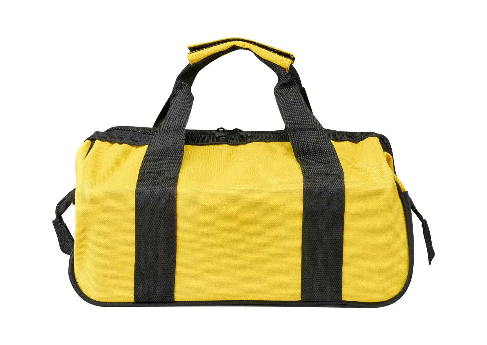 STANLEY STMT0-74101 tool bag, yellow with black handles, photography, front angle on white background.