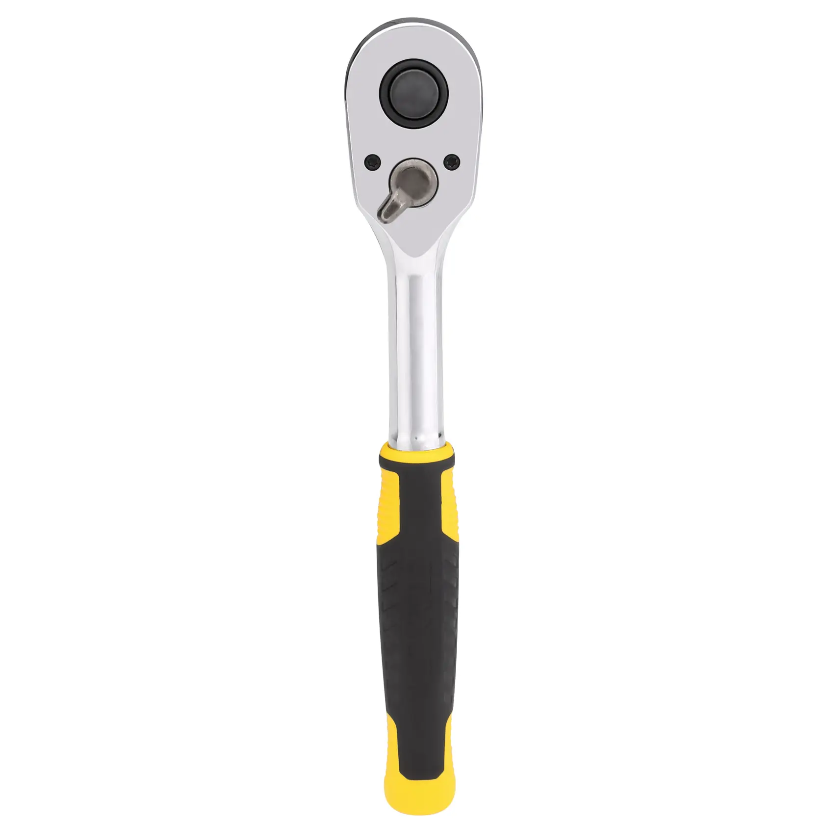 STANLEY STMT82665-0 Ratsche mit schwarz-gelbem Griff, Werkzeugkategorie, Frontalansicht auf weißem Hintergrund.