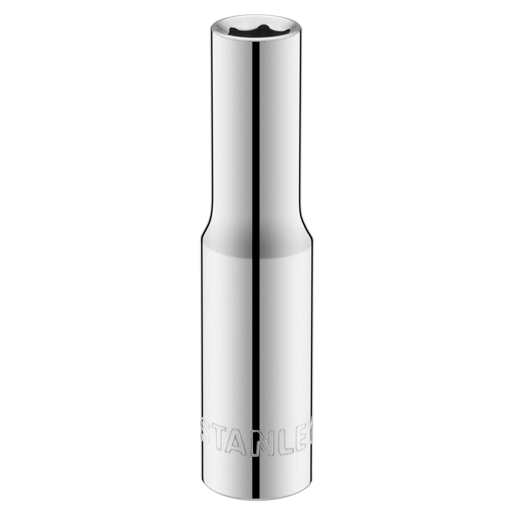 STANLEY STMT86094-0 chrome long Torx socket, product photography, front angle on white background.