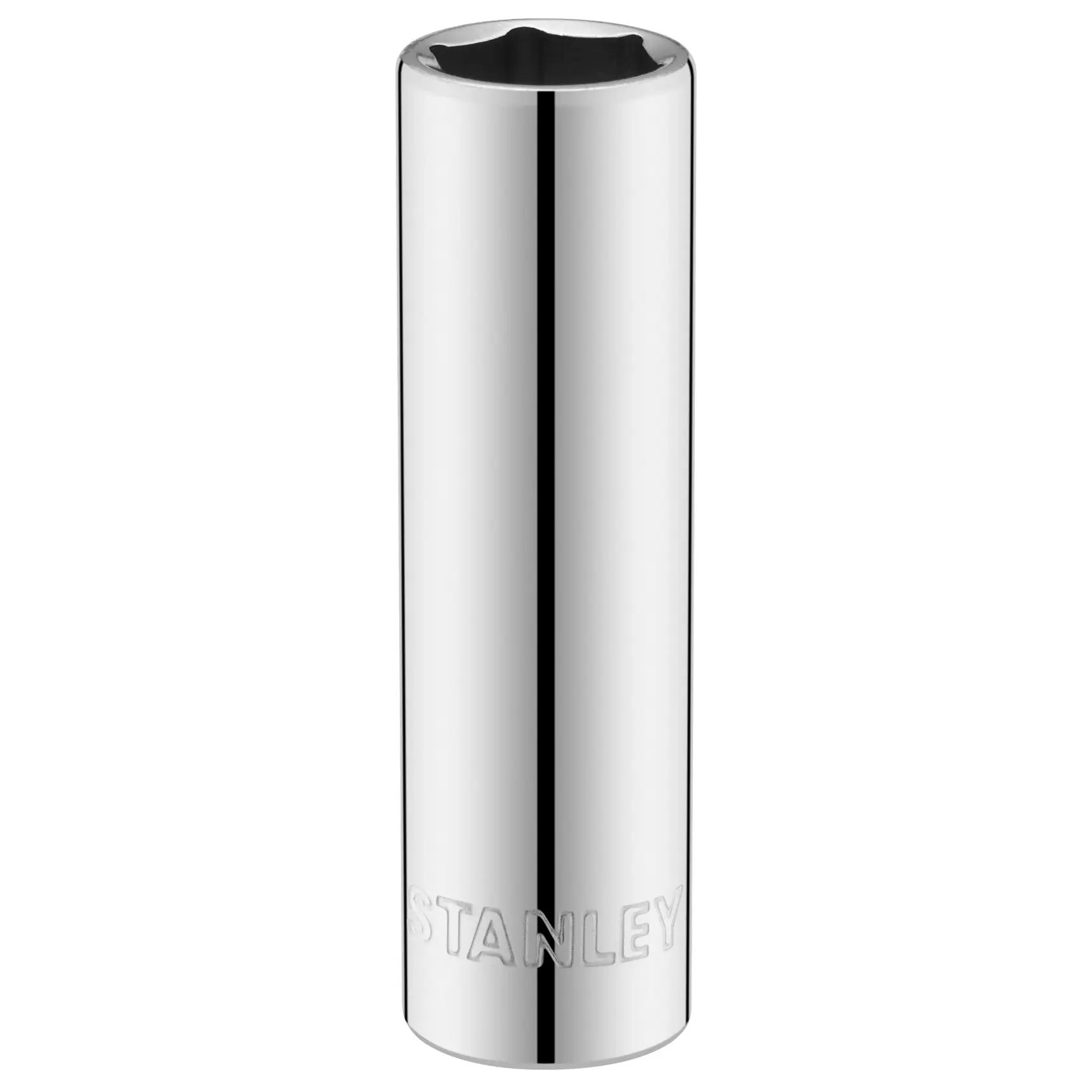 Photo of STANLEY STMT86098-0 chrome deep socket, tool category, front angle on white background.