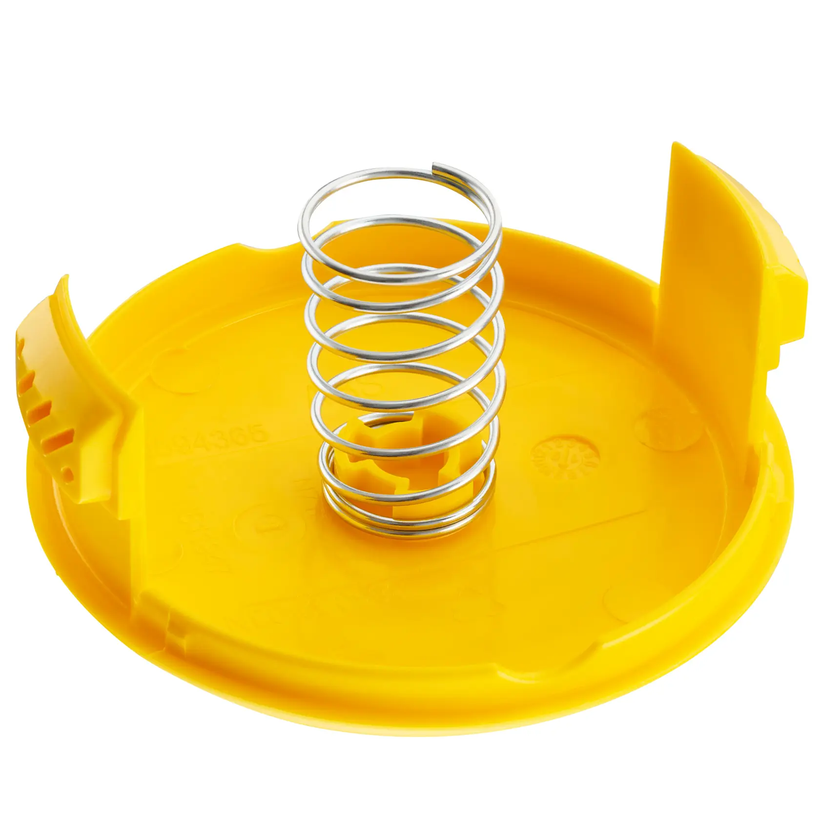STANLEY STZST1169 yellow plastic cap with metal spring, product photography, top angle.